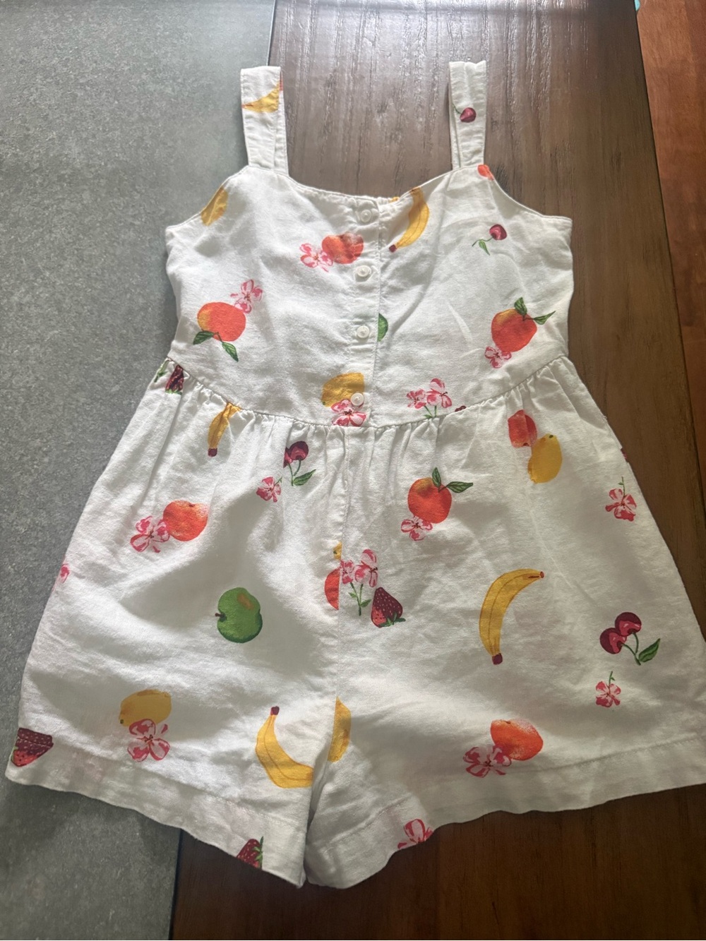 Old Navy Girls White Fruit-Print Romper Shorts - Fun Summer Playwear